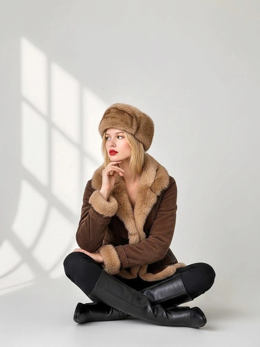 Burberry Brown Shearling-Trim Jacket - Picture 4 of 11